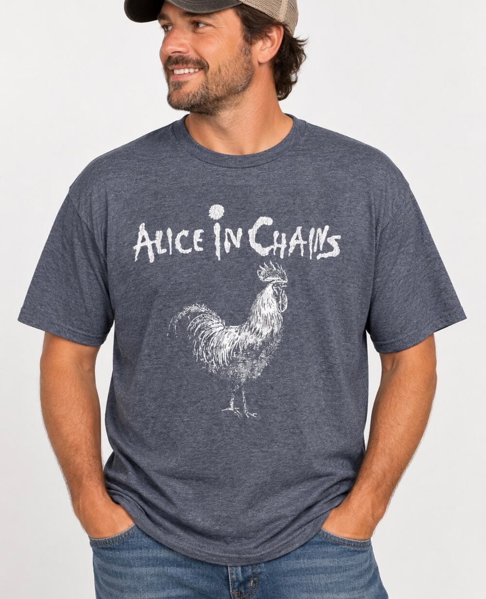 Alice In Chains Rooster T Shirt Mens XL Navy Heather Grunge Rock Band Graphic T